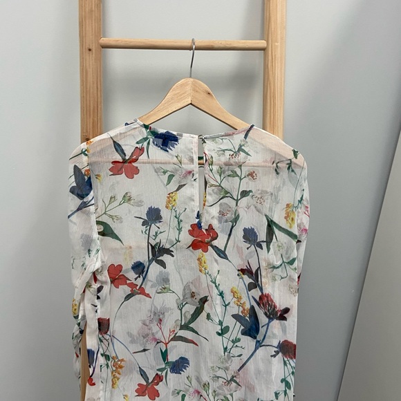 Portmans Long Sleeve Blouse Top White Floral Print Size 12 Work Corporate - Picture 4 of 4